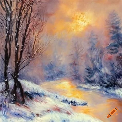 Renoir-style winter landscape painting on Craiyon