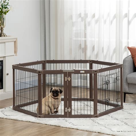 PawHut Indoor Pet Playpen, Collapsible Plastic Panel, Heavy Duty Dog ...