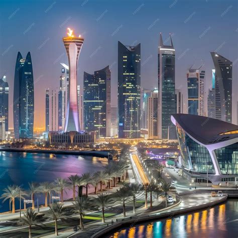 Doha capital city of rich country Qatar has attractive buildings and ...