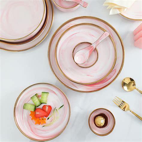 Pink Marble Salad Plate Online - Premium Snack Plate | Nestasia