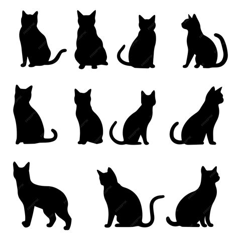 Set of cats silhouettes | Premium AI-generated vector