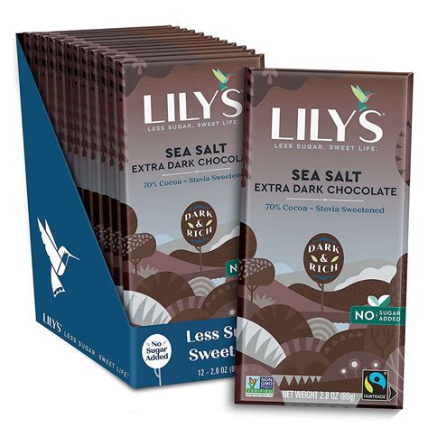 Lily's Sea Salt Dark Chocolate Bar | Stevia Sweetened, 70% Cocoa, Keto ...