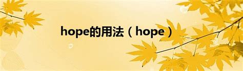 hope的用法（hope）_华夏智能网