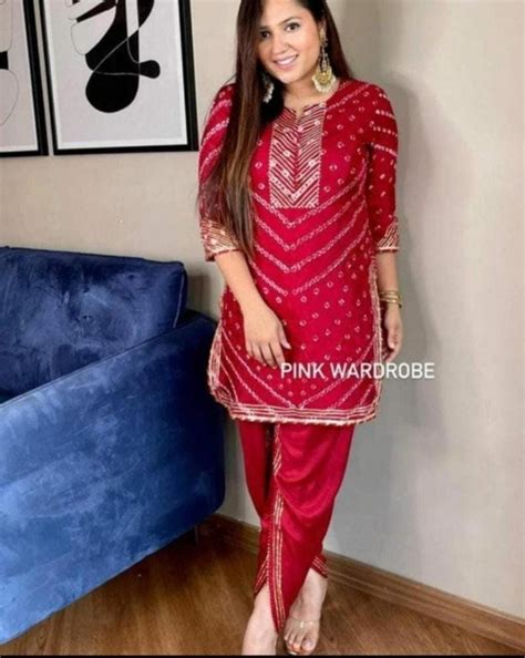 Buy Beautiful Pure Bandani Silk Printed Kurti Dhoti Set for Women ...