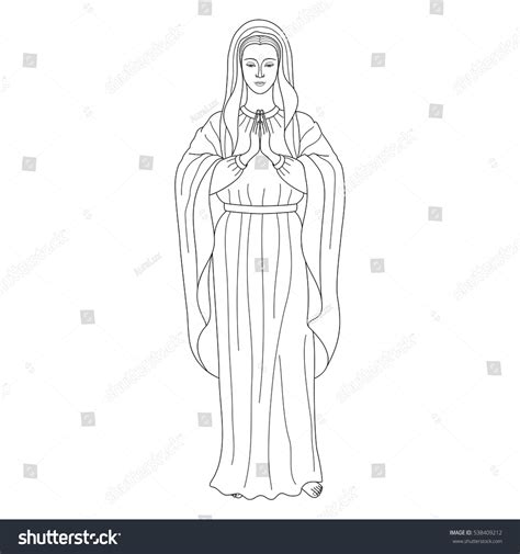 Praying Virgin Mary Outline Cartoon On Stock Vector (Royalty Free ...