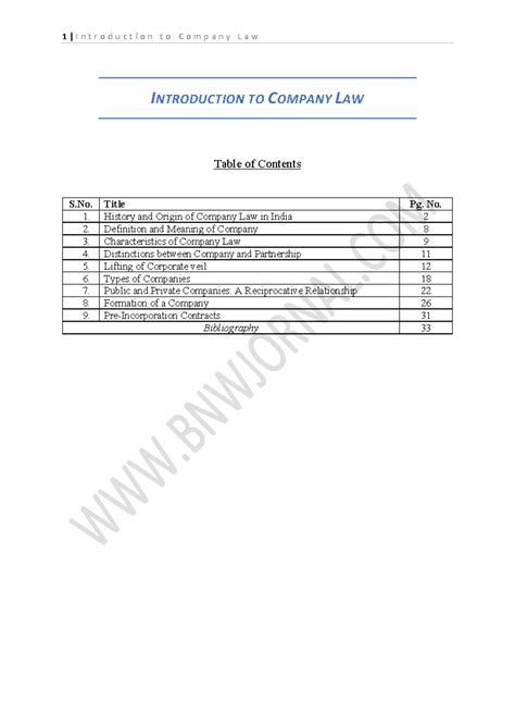 Company law module - INTRODUCTION TO COMPANY LAW Table of Contents ...