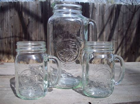 Golden Harvest Mason Jar Pitcher and Mugs Set