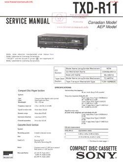 Sony TXD-R11 Service Manual PDF Free Download