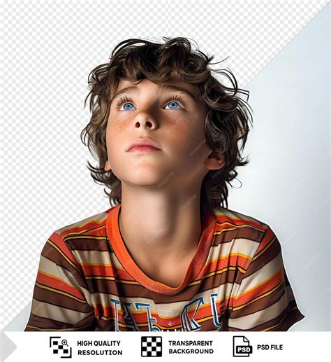 Premium PSD | A boy with blue eyes and a striped shirt that says youre ...