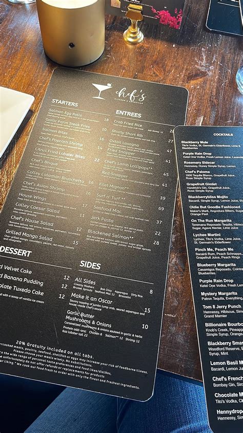 Menu at Chef's Kitchen and Cocktails pub & bar, Norfolk