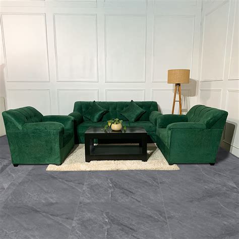 Buy Velvet 5 Seater Sofa (Green) Online in Bangalore | Guarented Home ...