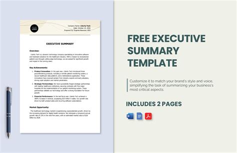 One-Page Executive Summary Template in Word, Google Docs - Download ...
