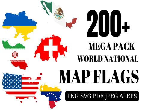 World Country Map Flags SVG - Countries Flag SVG, All National Map Flags Set, Nation Banner ...