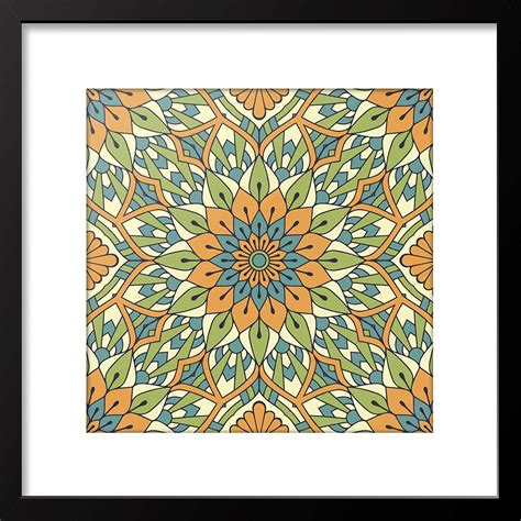 wallmantra Mandala Orange & Green Color Pattern Framed Wall Painting ...