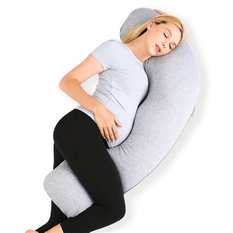 Amazon.com : Momcozy Pregnancy Pillows for Side Sleeping, J Shaped Maternity Body Pillow for ...