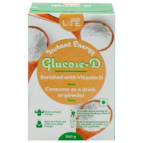 Buy Apollo Life Glucose-D Instant Energy Drink, 500 gm Refill Pack | 19 ...