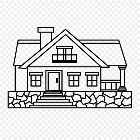 Gable Roof Cottage House Black And White Clipart, House Black And White ...