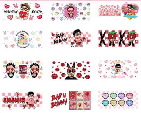25+ Valentine Bad Bunny Glass Can Wrap SVG Bundle, Happy Valentine 16o ...