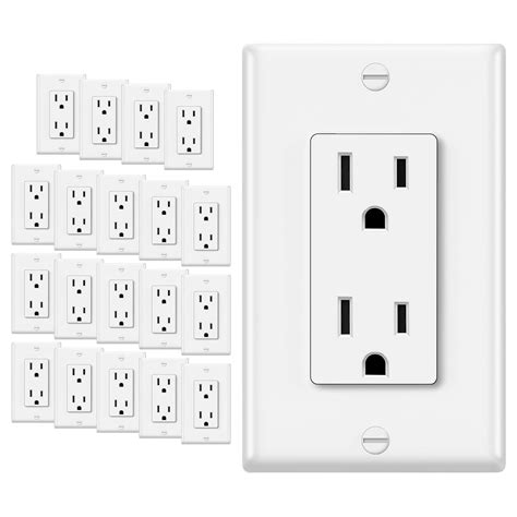 20 Pack - ELECTECK 15 Amp Receptacle Outlet with Wall Plate, Decorator ...