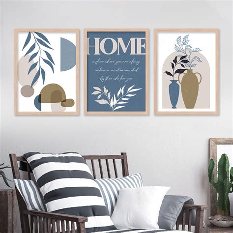 Pastel Blue Color Minimal Art Paintings for Living Room Bedroom Home a ...