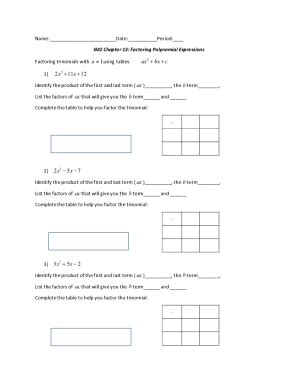 Fillable Online WORKSHEET #3 - Factoring Review Factoring Using GCF ...
