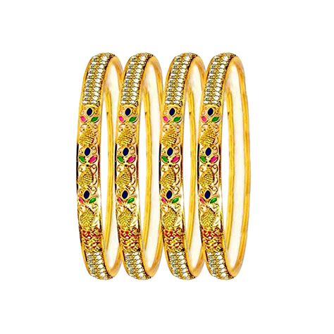 Buy Shine Art Meena Work Gold Plated Bangles for Women (Set of 4 Pcs ...
