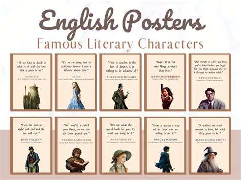 Famous Characters Posters, English Classroom Decor, English Novel ...