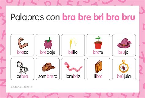 Palabras con bra, bre, bri, bro, bru (ejemplos y oraciones)