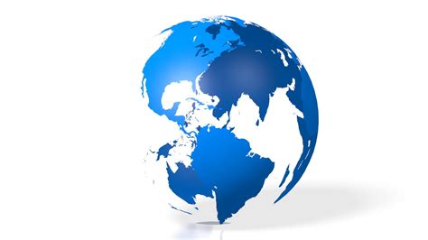 3D Blue Earth, Globe, World Map with All Continents - Europe, Asia, North America, South America ...