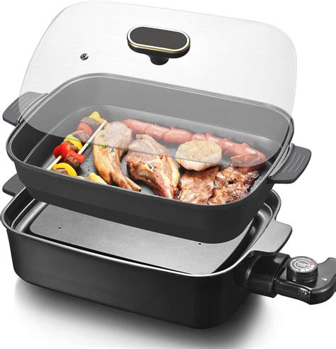 Amazon.com: Electric Skillet with Lid AEWHALE 15" x 9", Nonstick Grill ...
