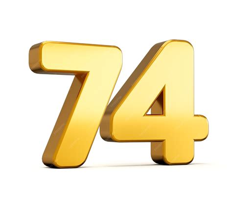 Premium Photo | 3d illustration of golden number seventy four or 74 ...