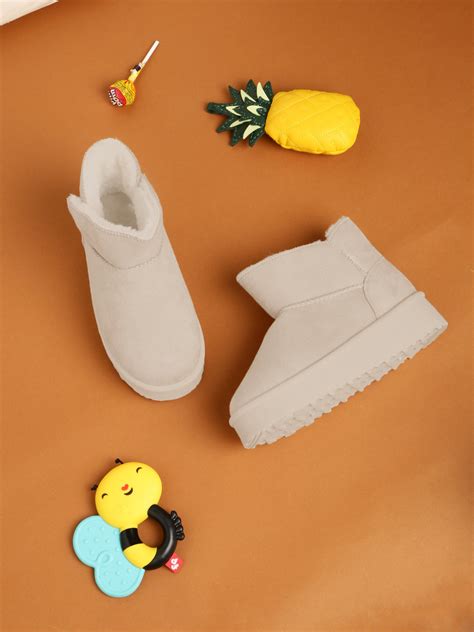 Beige Suede UGG Stylish Ankle Boots For Kids-Unisex (TC-RS3687-BEIG ...