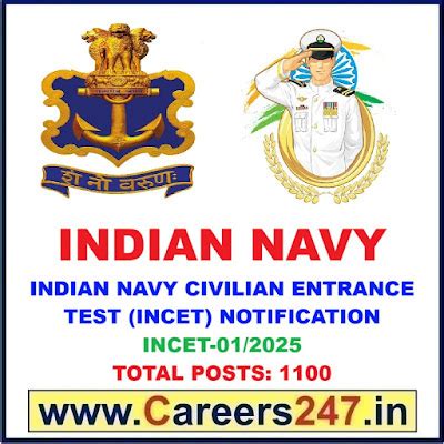 Indian Navy Civilian Entrance Test INCET-01/2025 Notification – Apply ...