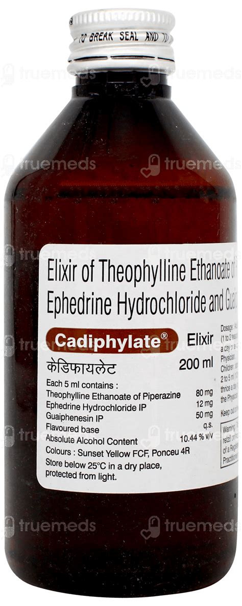 Cadiphylate Elixir 200 Ml - Uses, Side Effects, Dosage, Price | Truemeds