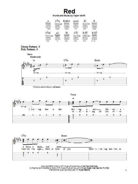 Red by Taylor Swift - Easy Guitar Tab - Guitar Instructor