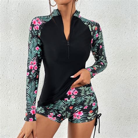 Aboser Womens Rash Guard Two Piece Surfing Swimsuit Surfing Sun ...
