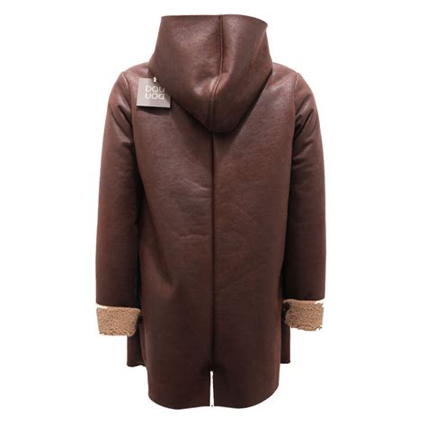 1338AF giubbotto bimbo boy DOUDOU brown eco-shearling jacket kid