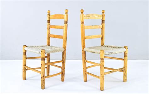 Antique low Traditional Andalusian Mediterranean Chairs made of Wood ...
