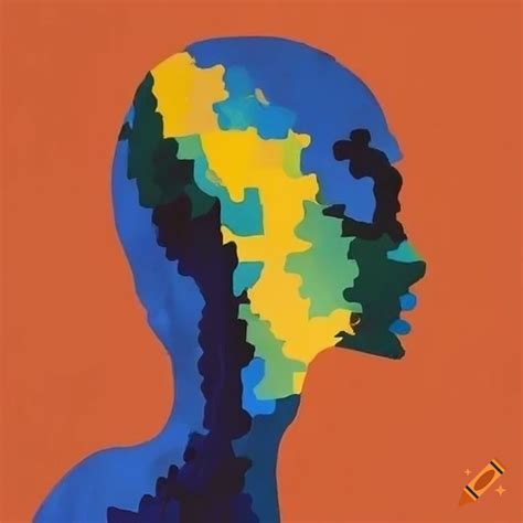 Modernist abstract art with silhouettes of people