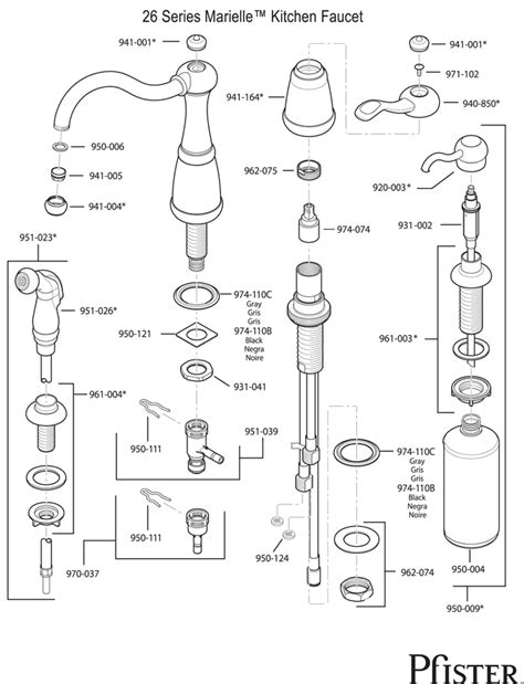 Lead-Free Kitchen Faucet Parts - Pfister 26 Series Marielle
