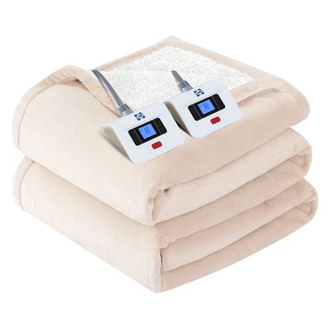 Sealy Electric Blanket Queen Size, Flannel & Sherpa Heated Blanket with ...