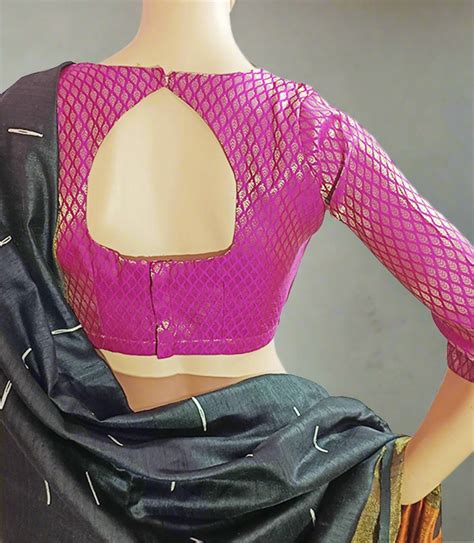 Magenta Leaf Back Cut Blouse| Peepal Clothing