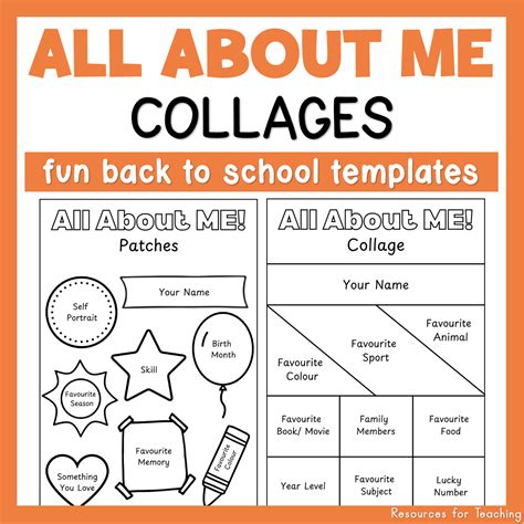 All About Me Collage Templates | Resources for Teaching Australia