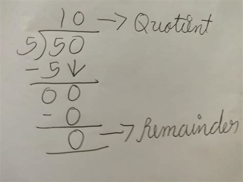 50 divide by 5 using long method of division - Brainly.in