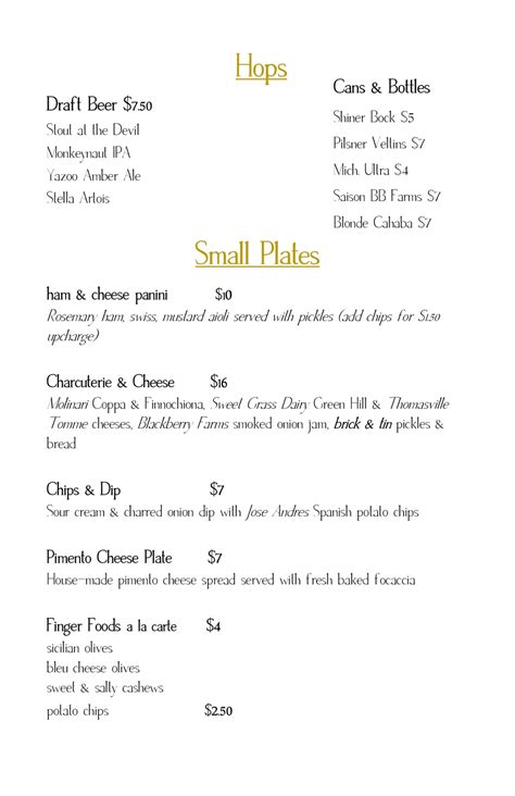 Key Circle Commons - Food Menu