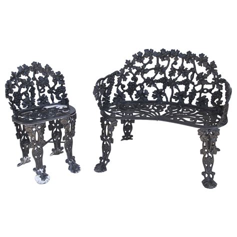 Vintage Garden Cast Iron Settee and Chair For Sale at 1stDibs | vintage ...