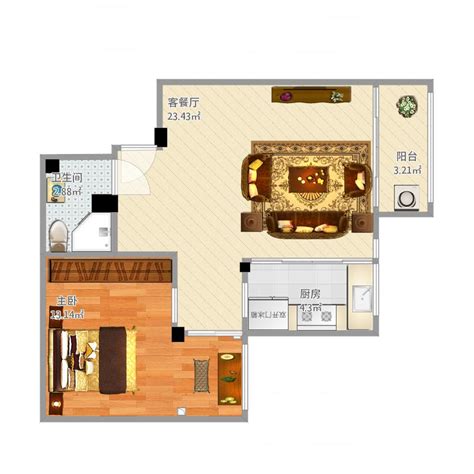 一室一厅小户型出租房装修设计效果图案例-人人装修网