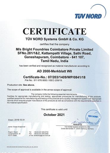 Certifications – Bright Castings