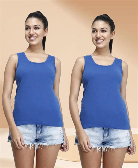 Buy Womens Blue Tank Top Vest (Pack Of 2): TT Bazaar – T T Bazaar