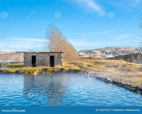 Secret Lagoon Hot Spring in Fludir, Iceland Editorial Image - Image of ...